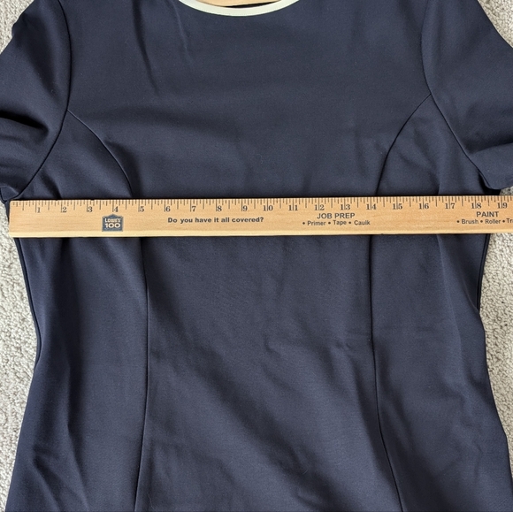 JUDE CONNALLY ALICE PONTE DRESS Navy Bell Sleeve Size Large Career Office - Picture 7 of 8